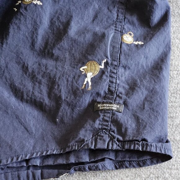 Scotch & Soda Shirt Men XL Navy LS Button Up Abstract Embroidery Boho Pocket - Picture 9 of 16